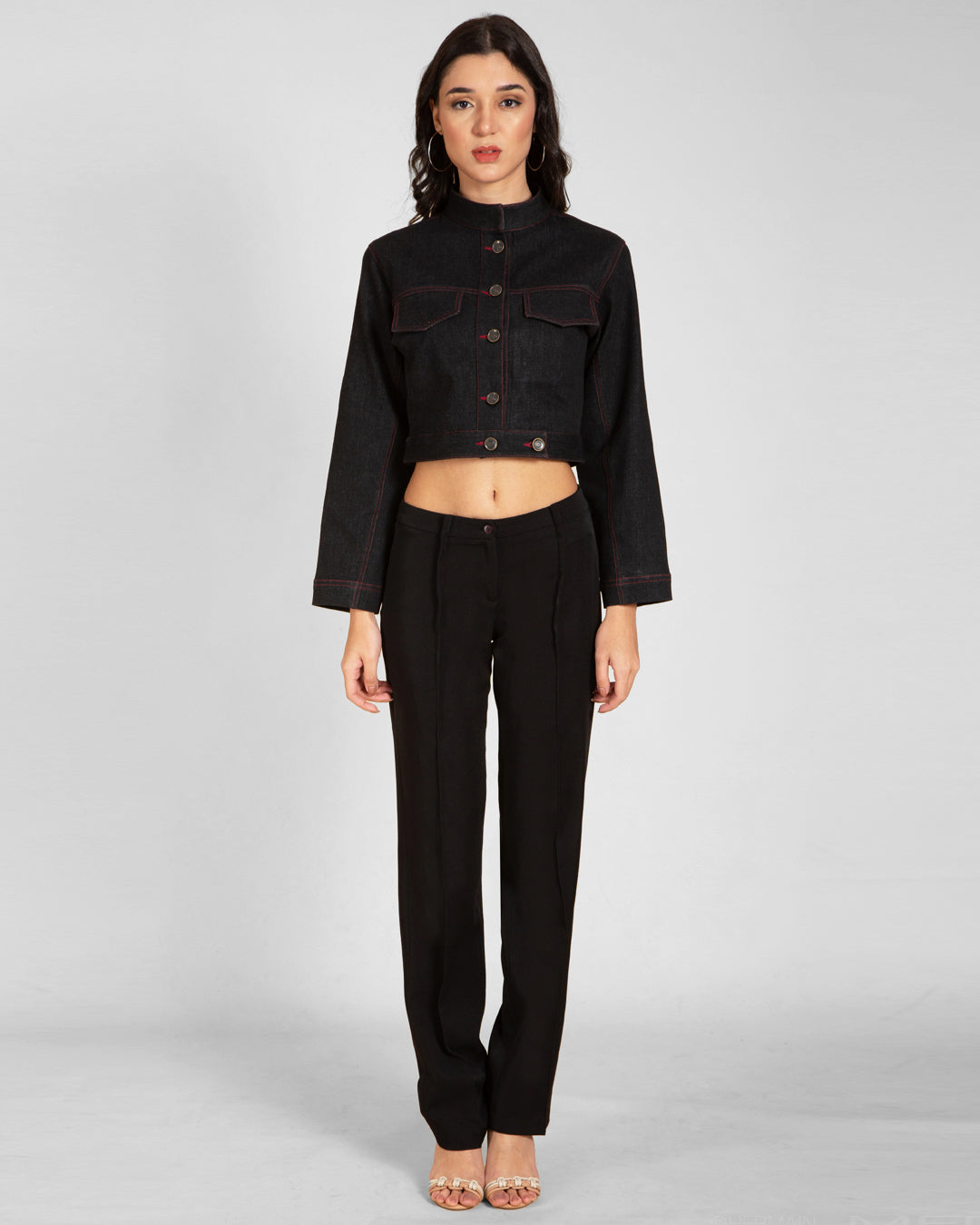 Cropped Fitted Denim Jacket