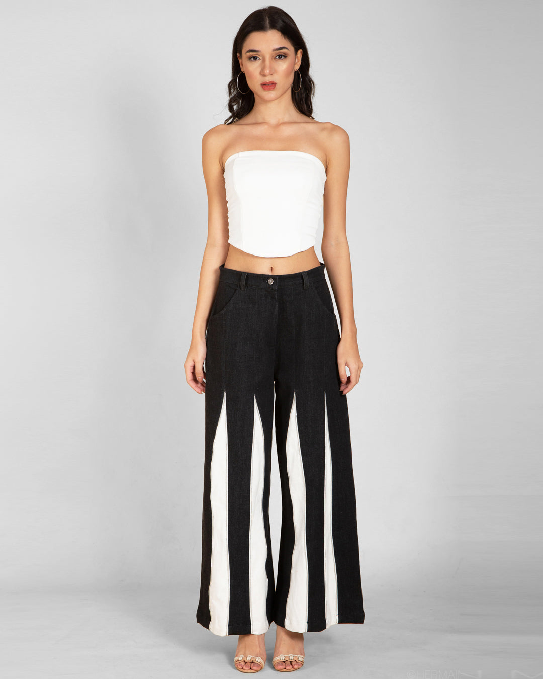 Women's Baggy Contrast Panel Jeans