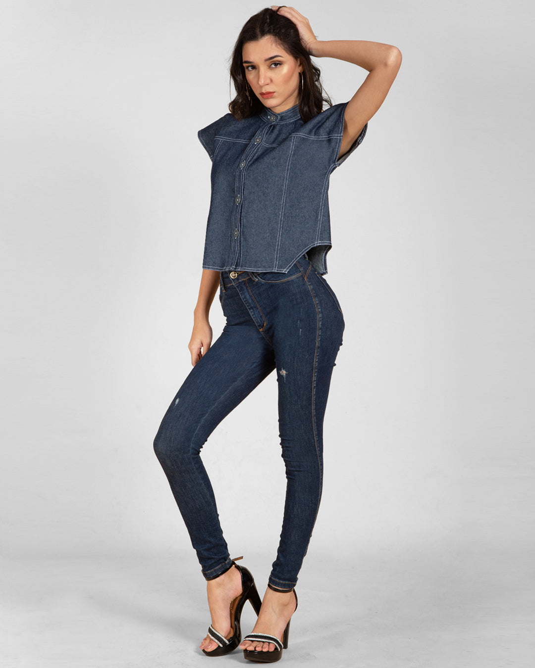 Asymmetrical Denim Top