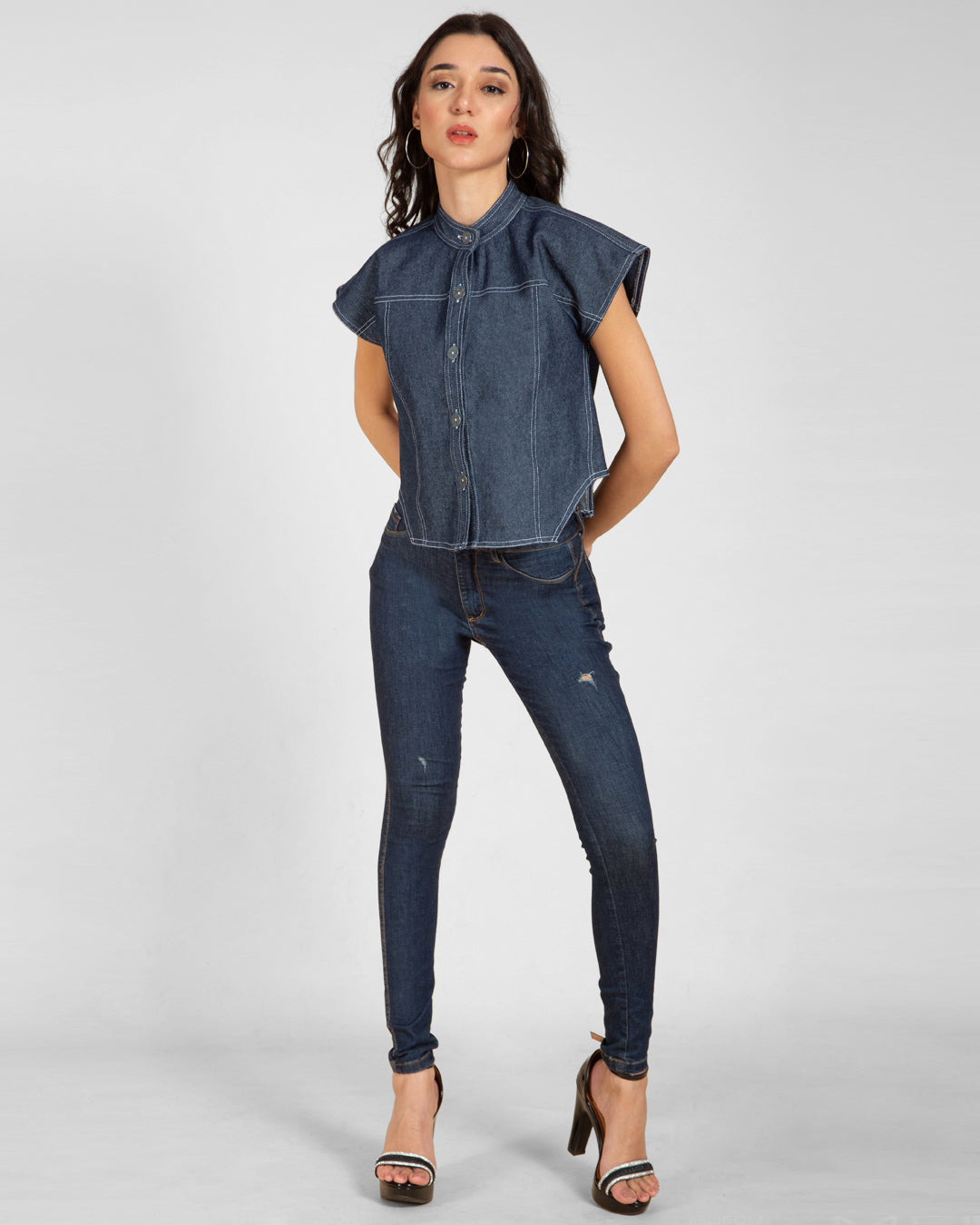 Asymmetrical Denim Top