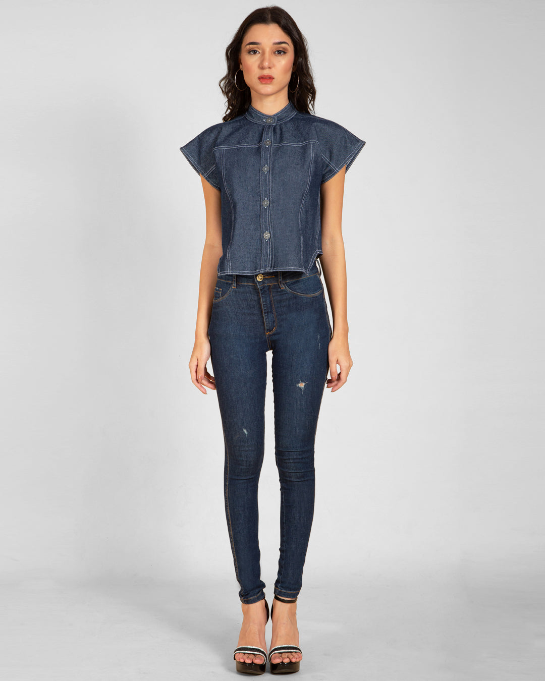 Asymmetrical Denim Top