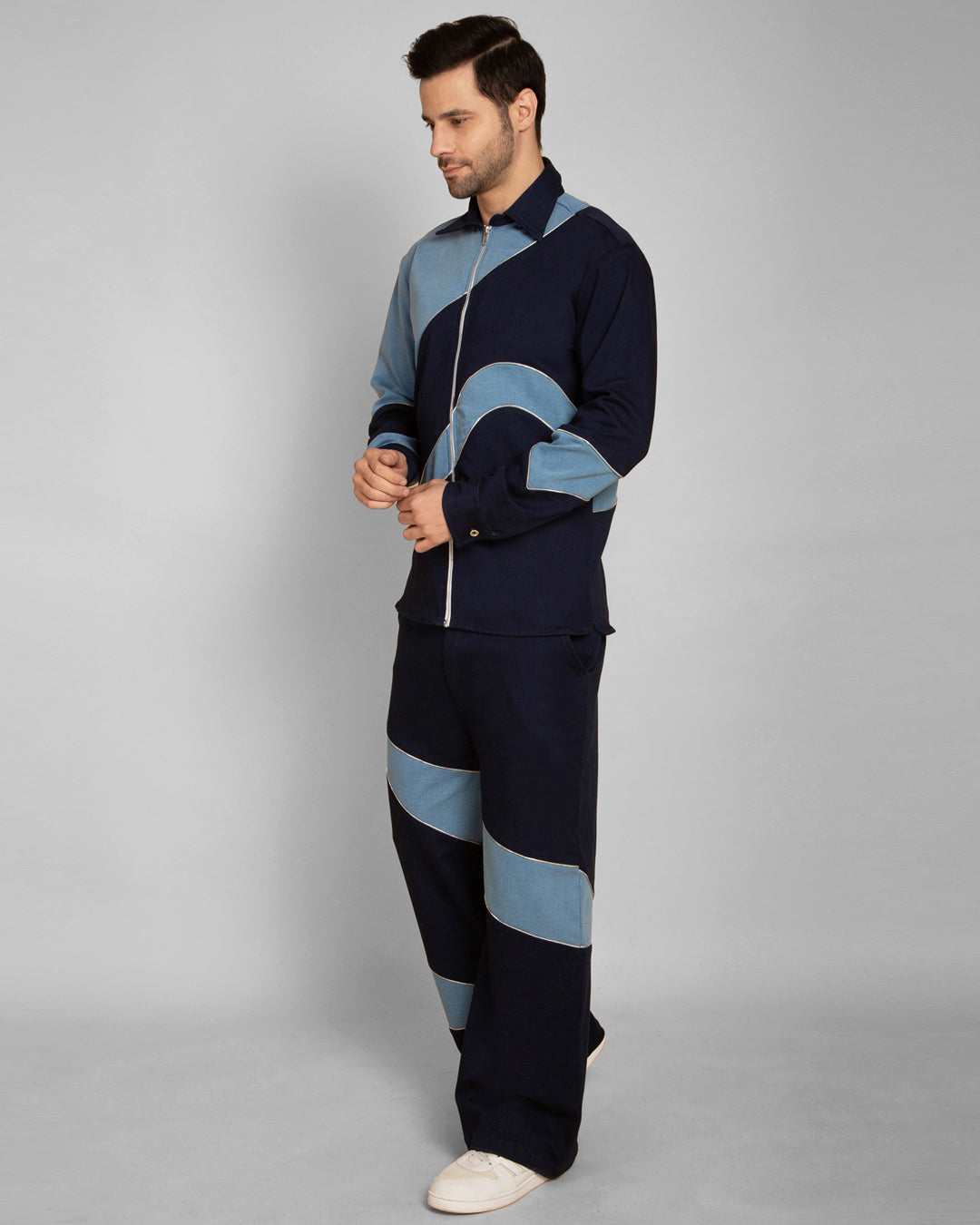 Blue Split Denim Shacket