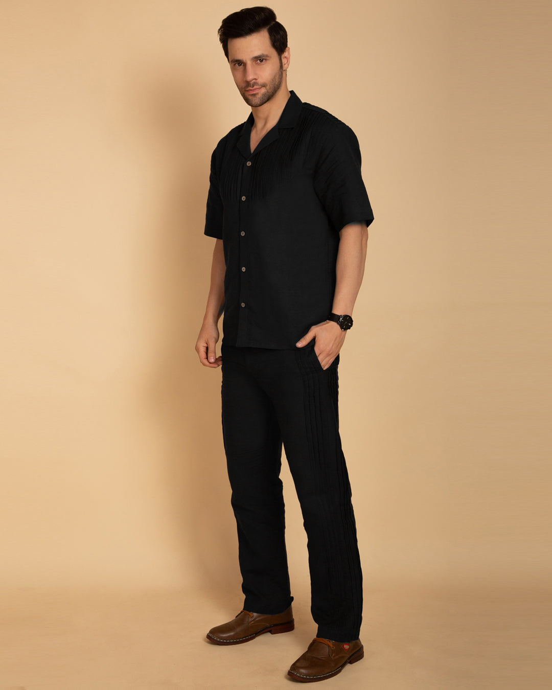 Men's Black Pintuck Shirt