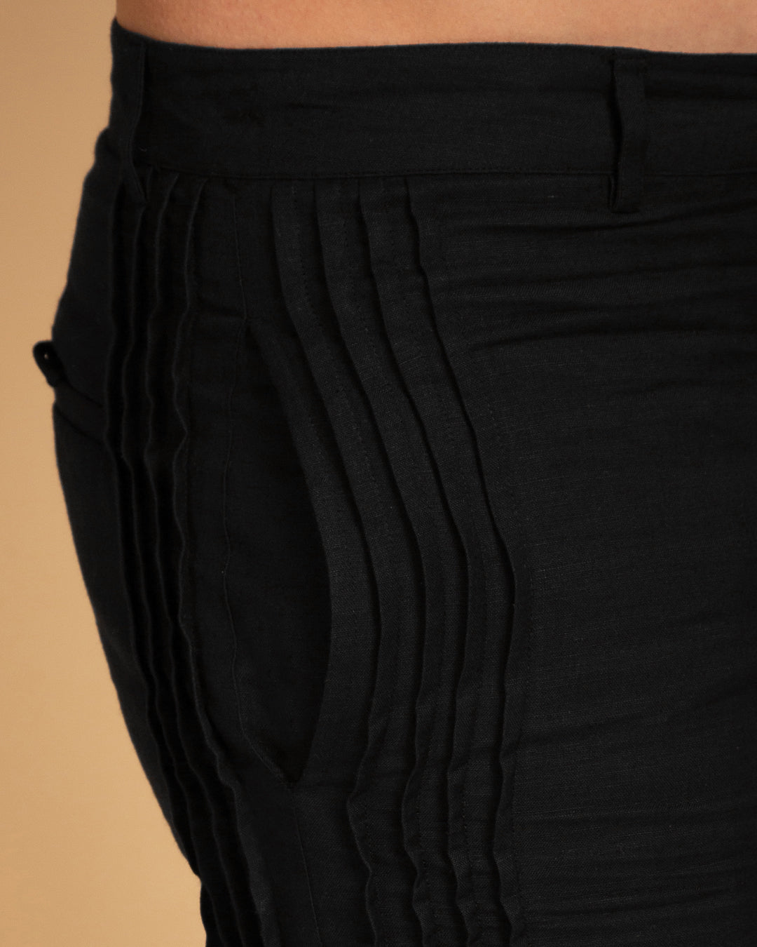Men's Black Pintuck Tailored Pants