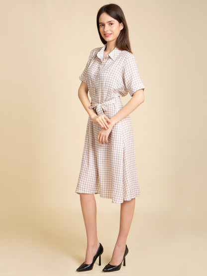 Gingham Belted Shirt Dress