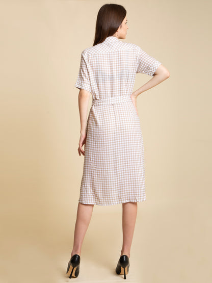 Gingham Belted Shirt Dress