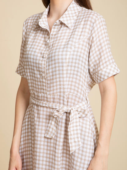 Gingham Belted Shirt Dress