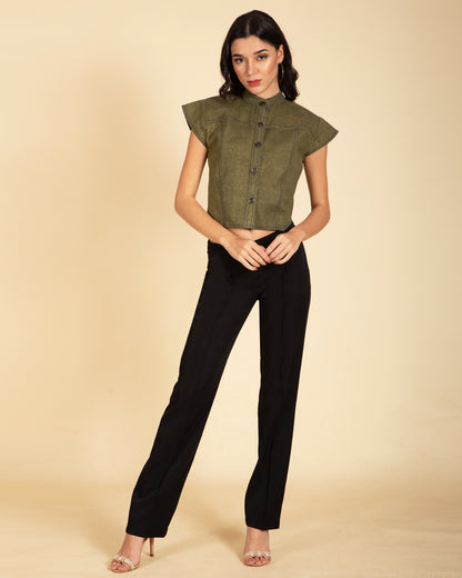 Chic Cutaway Denim Top