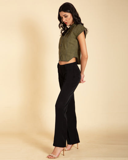 Chic Cutaway Denim Top