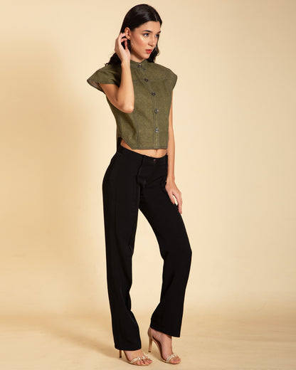 Chic Cutaway Denim Top