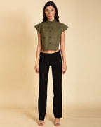 Chic Cutaway Denim Top