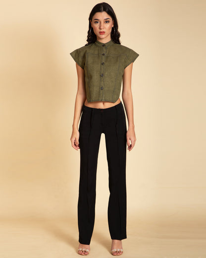 Chic Cutaway Denim Top