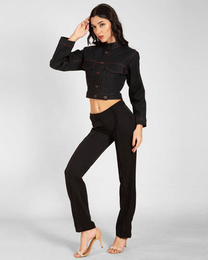 Cropped Fitted Denim Jacket