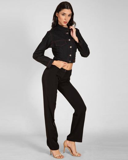 Cropped Fitted Denim Jacket