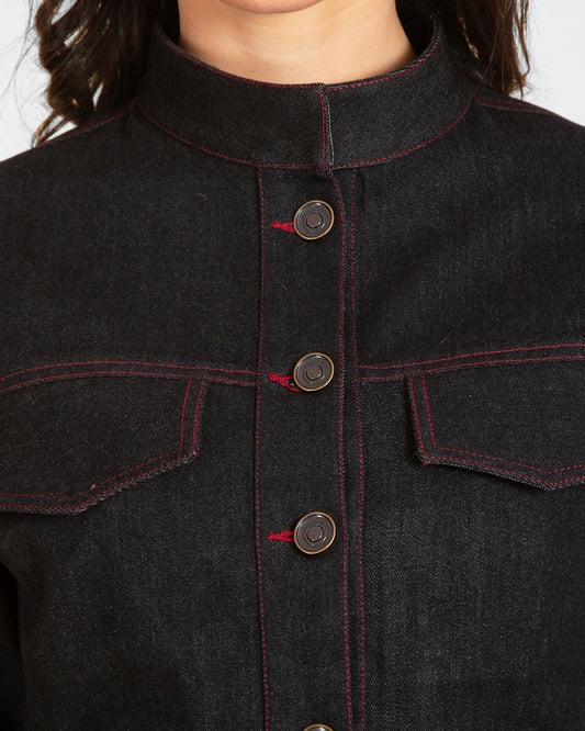 Cropped Fitted Denim Jacket
