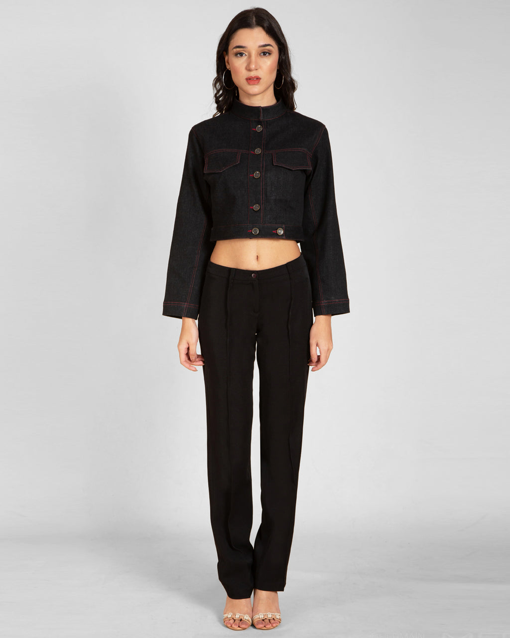 Cropped Fitted Denim Jacket