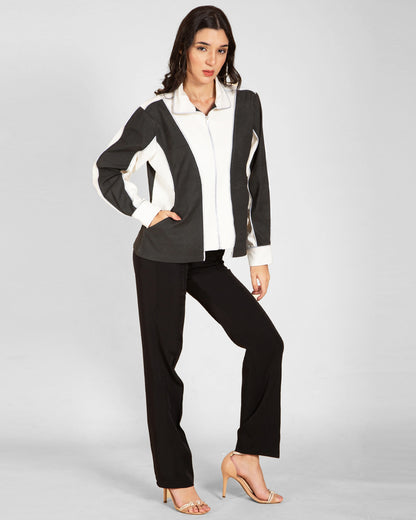 Unisex Contrast Patchwork Denim Jacket