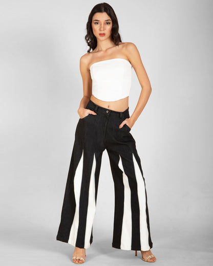 Women's  Baggy Contrast Panel Jeans