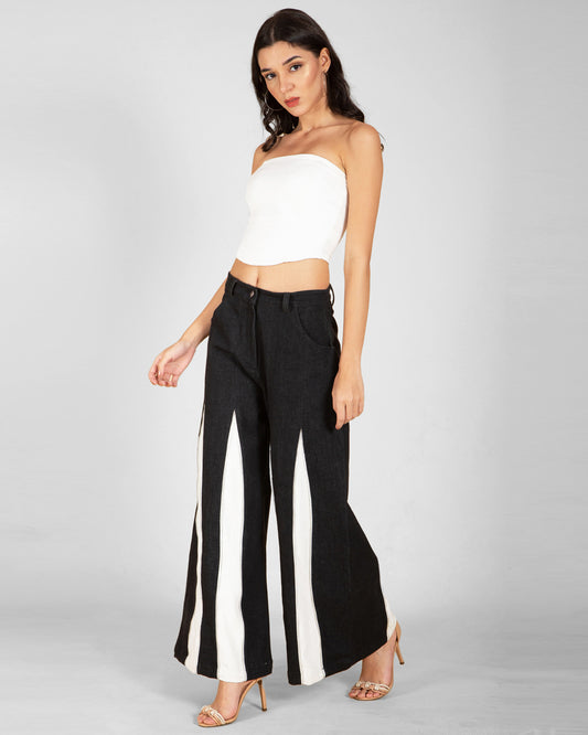 Women's  Baggy Contrast Panel Jeans