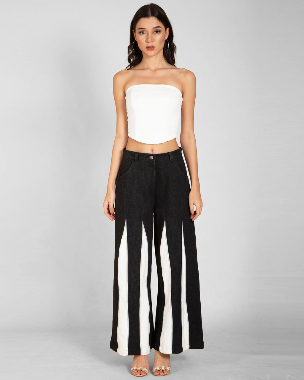 Women's  Baggy Contrast Panel Jeans