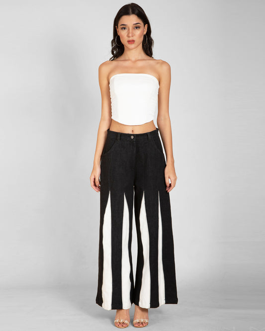 Women's  Baggy Contrast Panel Jeans