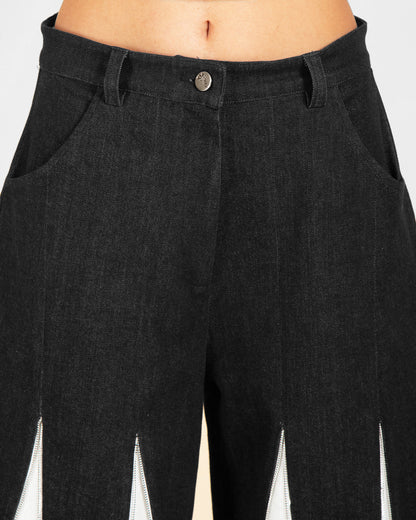 Women's  Baggy Contrast Panel Jeans
