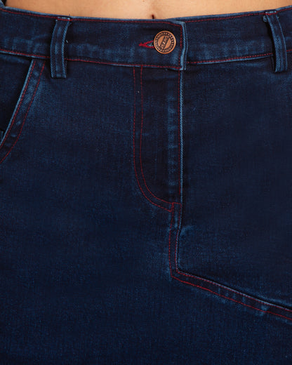 Wavy Slit Ruffle Midi Skirt