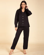 Women's Black Pintuck Tailored Pants