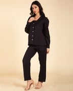 Women's Black Pintuck Tailored Pants