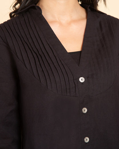 EcoChic V-Neck Pintuck shirt