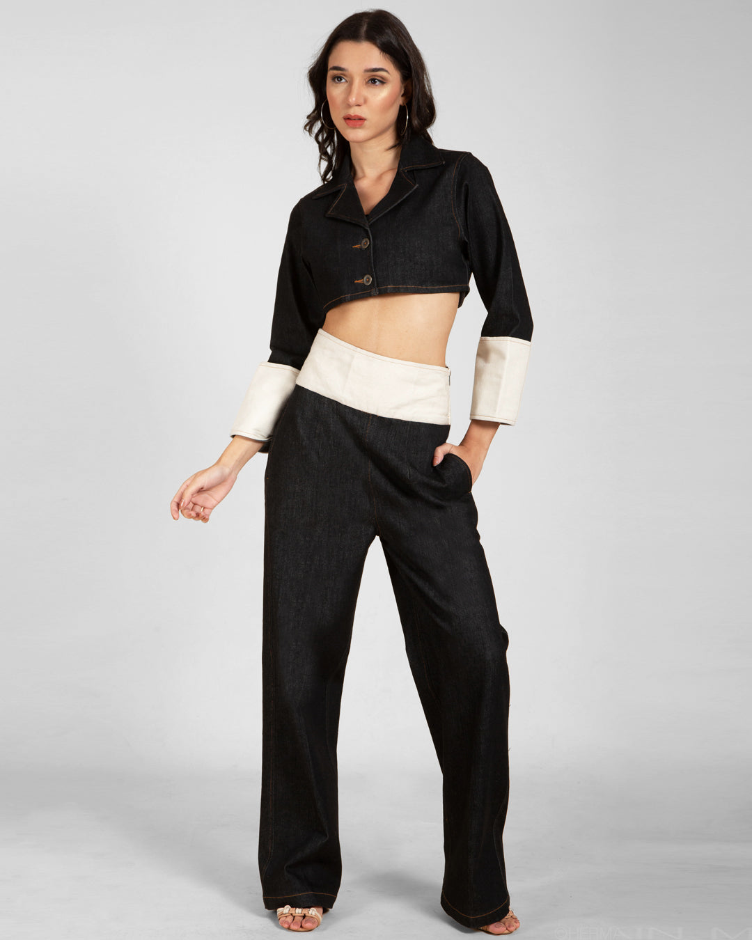 Dual-Tone Denim Co-Ord Set