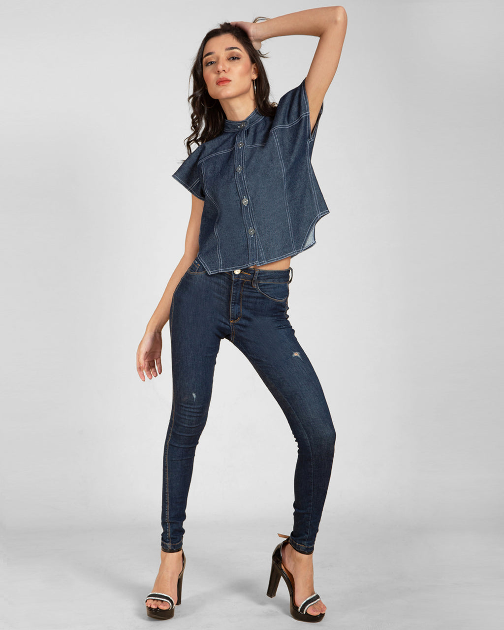 Asymmetrical Denim Top