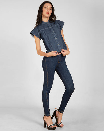 Asymmetrical Denim Top