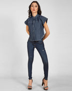 Asymmetrical Denim Top