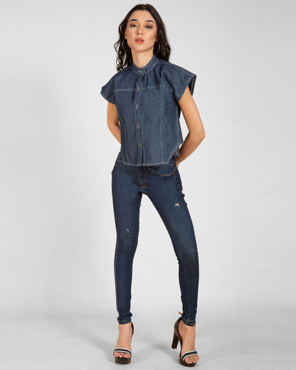 Asymmetrical Denim Top