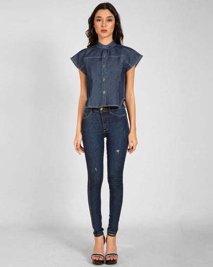 Asymmetrical Denim Top