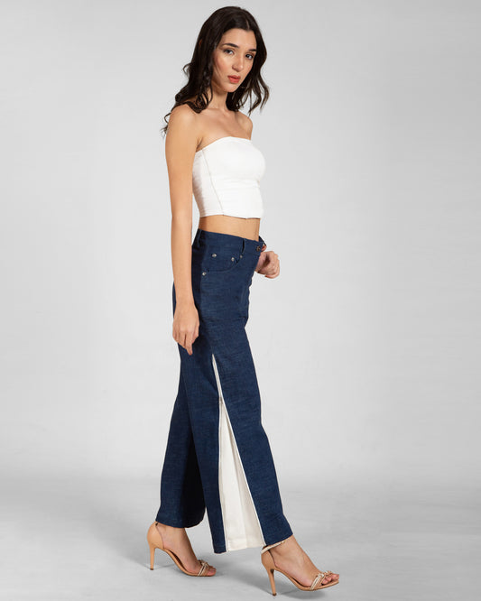 Women’s Contrast Panel Straight Jeans