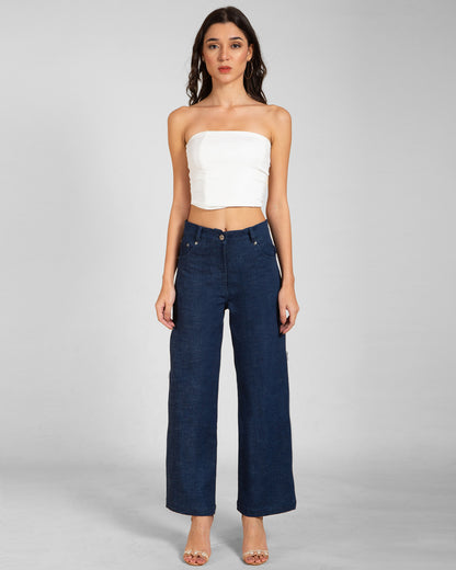 Women’s Contrast Panel Straight Jeans