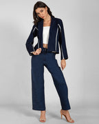 Concealed Contrast Bell Sleeve Blazer