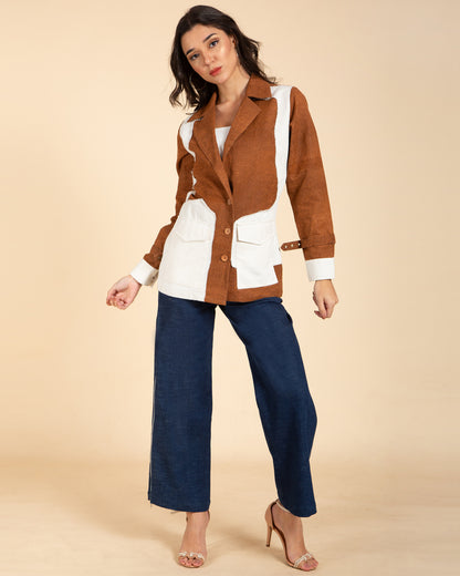 Edge Stitch Denim Jacket with Contrasting Panels