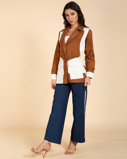 Edge Stitch Denim Jacket with Contrasting Panels