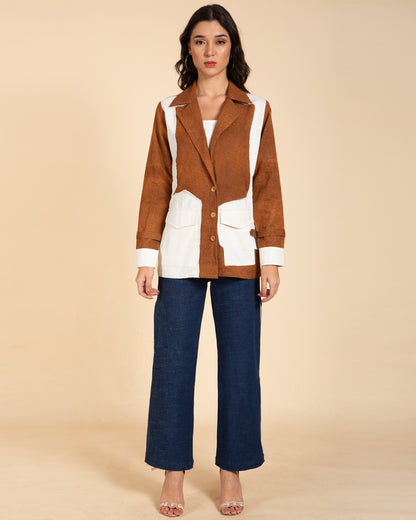 Edge Stitch Denim Jacket with Contrasting Panels