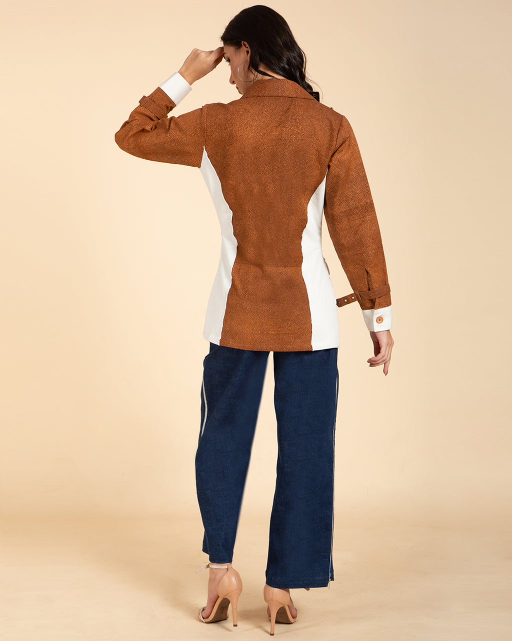Edge Stitch Denim Jacket with Contrasting Panels