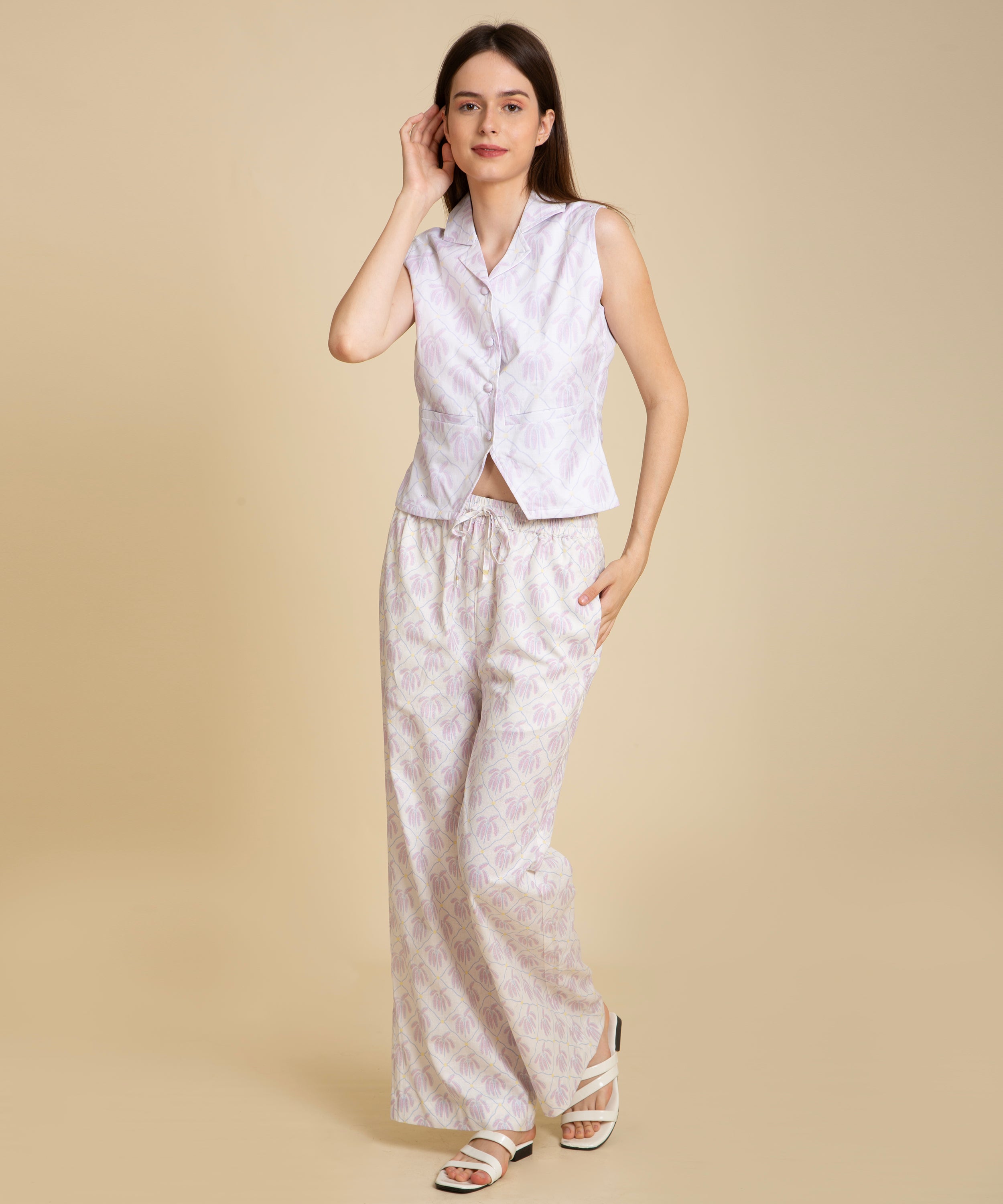 Pastel Palm Collared vest