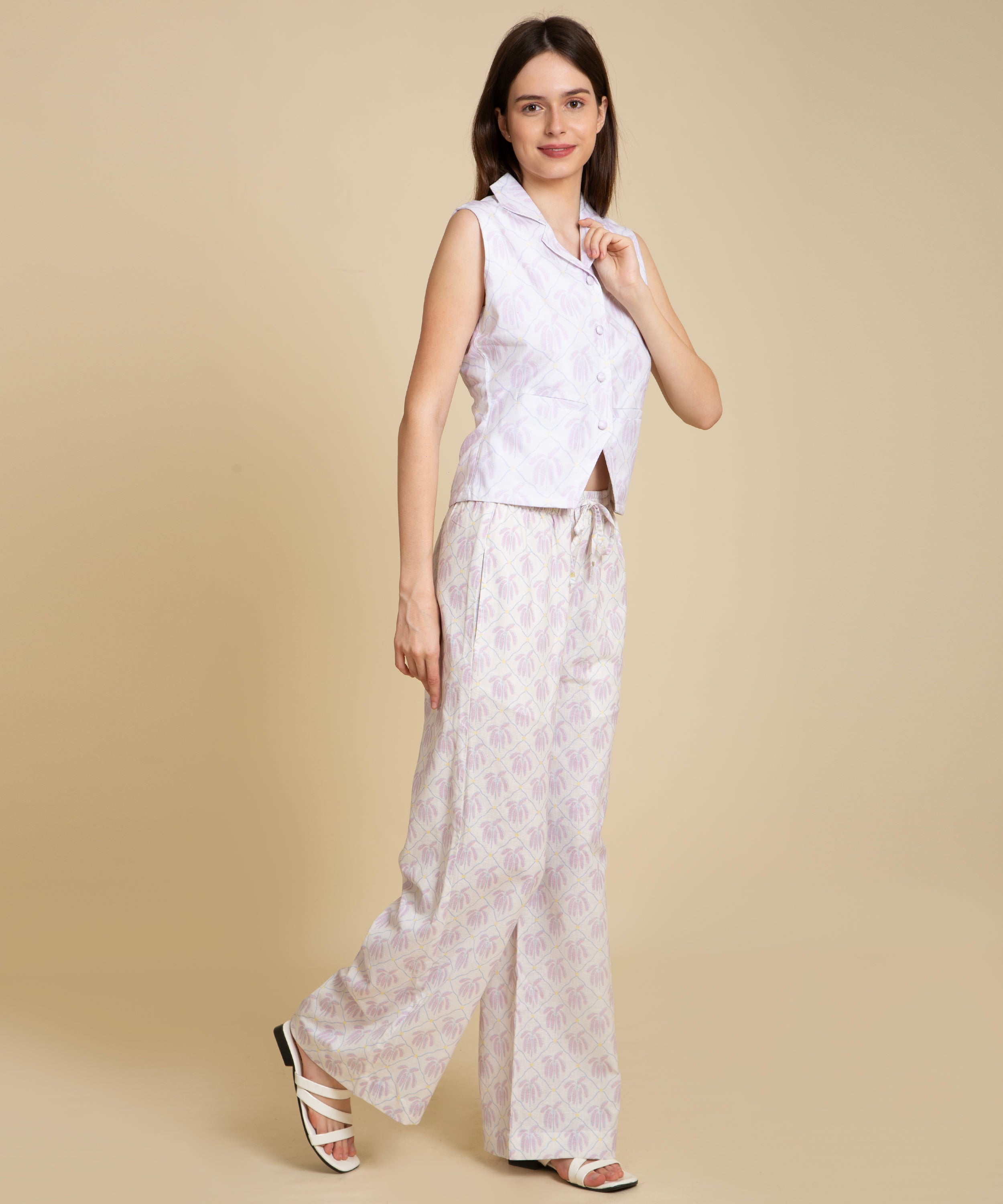 Pastel Palm Collared vest