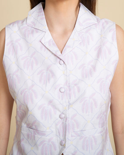 Pastel Palm Collared vest