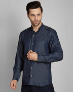 Classic Denim Mandarin Collar Shirt