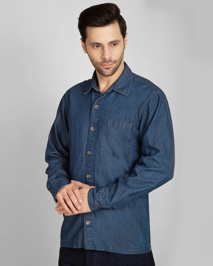 Regular Fit Formal Denim Shirt