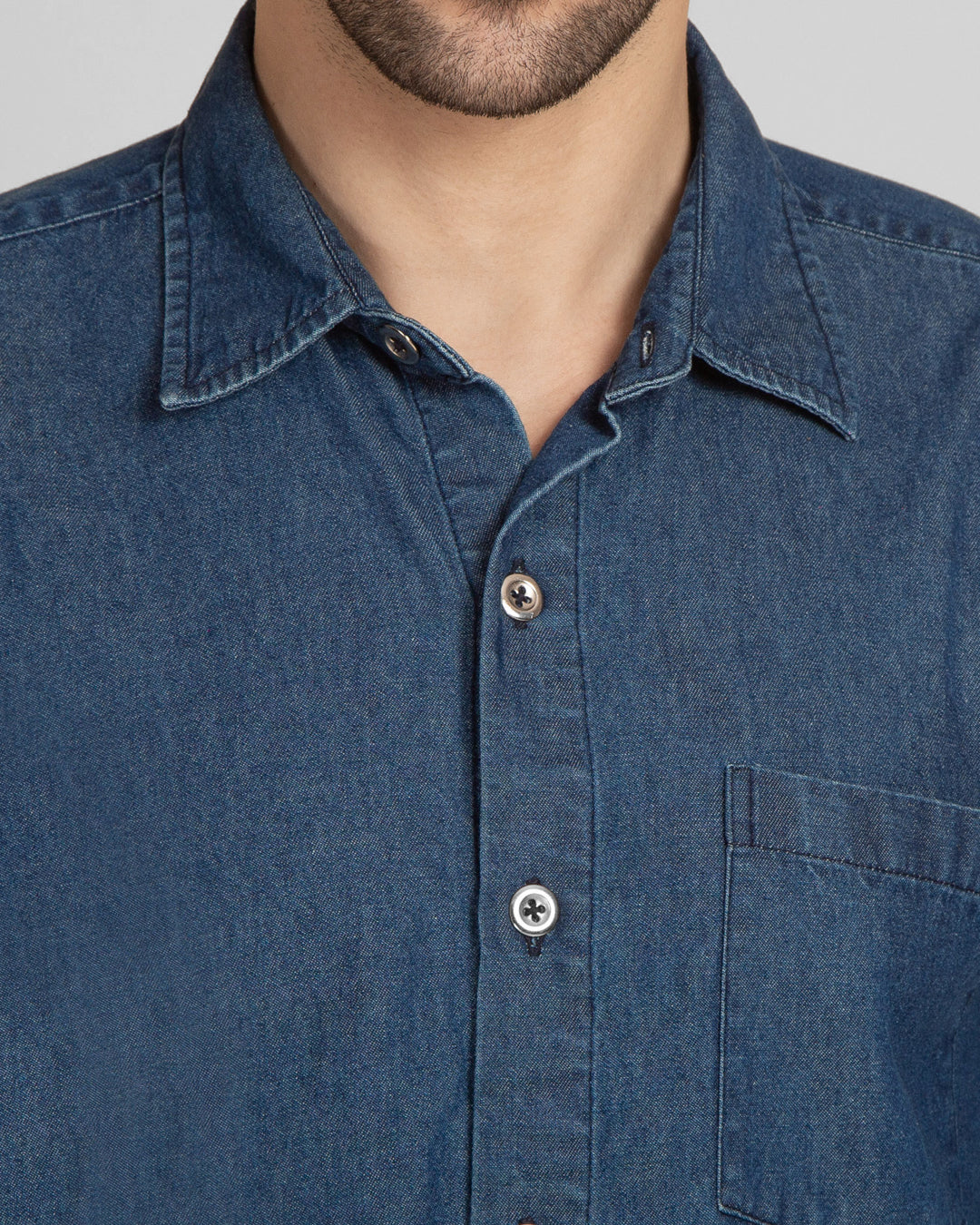 Regular Fit Formal Denim Shirt