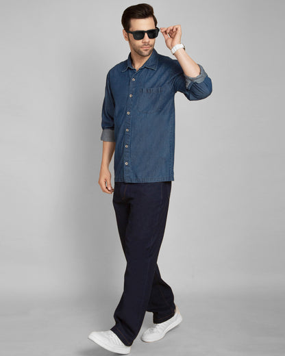 Regular Fit Formal Denim Shirt